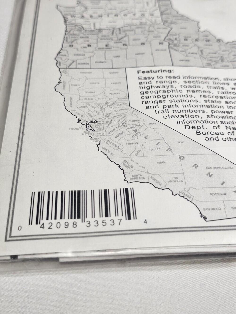 Vintage 1994 Metsker Maps Recreational Map of Whatcom County, Washington B&W - Picture 2 of 6